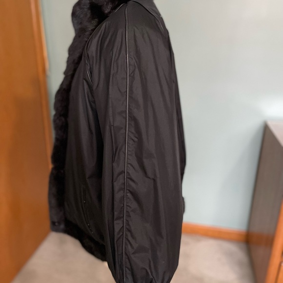 Reversible Genuine Black Mink Bomber Jacket - Picture 7 of 13